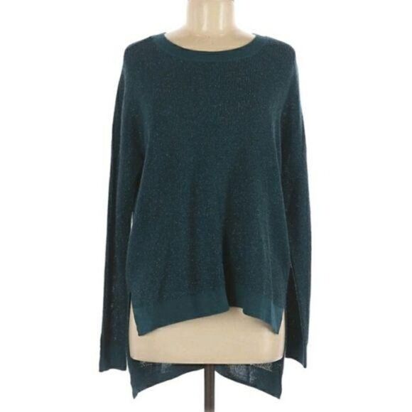 BCBGeneration Sweater Metallic Teal Oversized Slouchy High Low Size M/L - Picture 4 of 14
